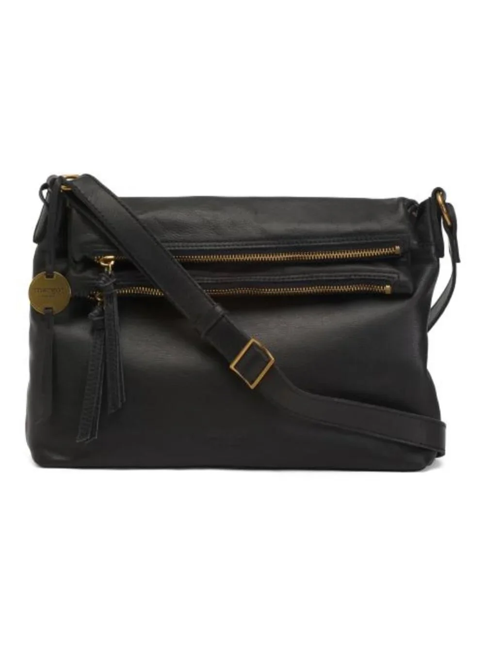 MARGOT Leather Mickey Hobo With Double Zip Pockets